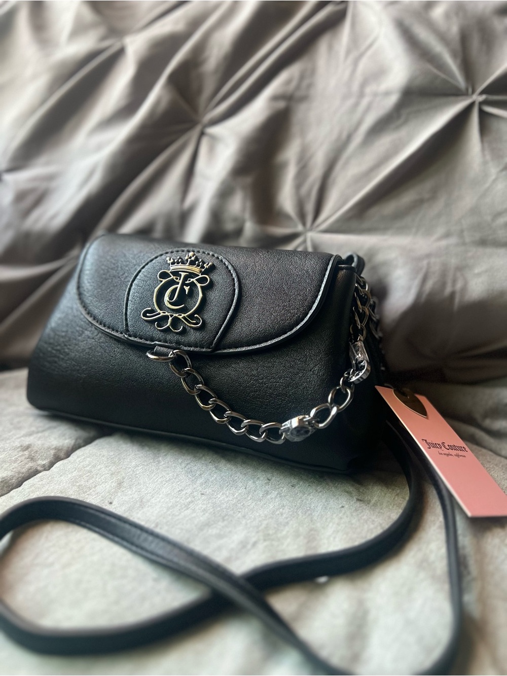 Juicy Couture Black Leather Chain Strap Crossbody